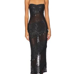 Retrofete Carmine Black Sequin Evening Dress